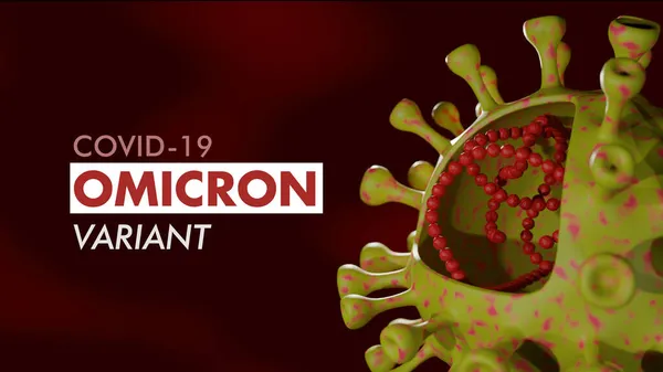 Roman Covid 19 Corona Virüs Strain. Omicron Varyant 3d Görüntü Arkaplan SancağıName.