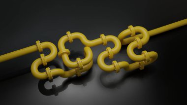 2022 Sarı Metal Boru Harfleri Siyah Arkaplan 3D Görüntü. Tesisatta Yeni Yıl Başlıyor.