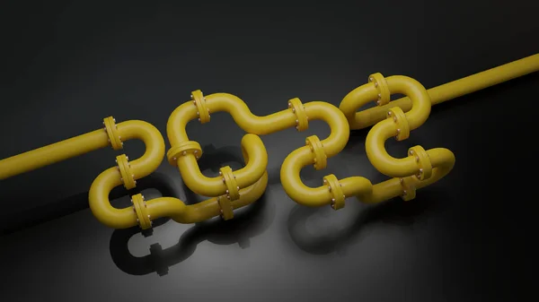 2022 Sarı Metal Boru Harfleri Siyah Arkaplan 3D Görüntü. Tesisatta Yeni Yıl Başlıyor.