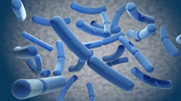Bactéries Bacillus Forme Tige Flottant Dans Illustration Moyenne — Photo