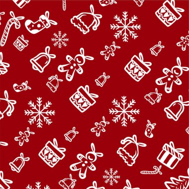 Kırmızı Noel desenli el çizilmiş simge şablonu