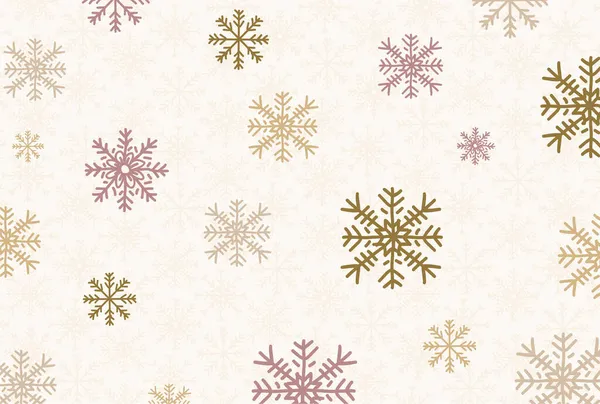 Crème Kerst Achtergrond Patroon Met Hand Getekend Schattig Pictogram Sneeuwvlok — Stockvector
