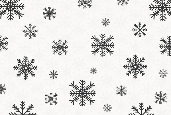 Icône Motif Noël Monochrome Ensemble Flocon Neige Noir — Image vectorielle