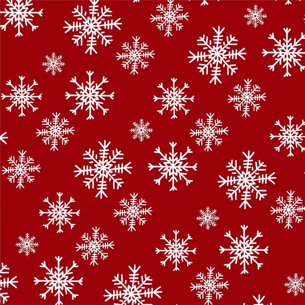 Rode Kerst Sneeuwvlok Patroon Hand Getekend Pictogram Set Sjabloon — Stockvector