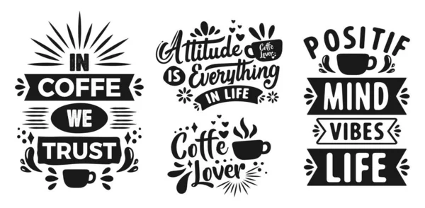 Café Vintage Motivación Citas Tipografía Inspirador Para Cartel Camisa Logotipo — Vector de stock