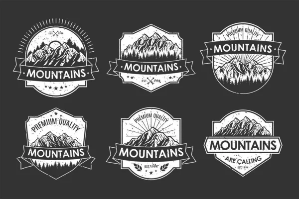 Emblema Logotipo Vintage Definir Aventura Montanhas Livre Para Adesivo Chapéu — Vetor de Stock