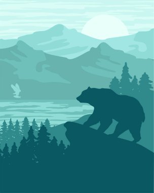 MODERN DESİGN BÖLGESİ BÖLGESİ NATRAL LANDSCAPE PINETREE GÜNEŞ GÜNEŞ GÜNEŞİ SILHOUETTE