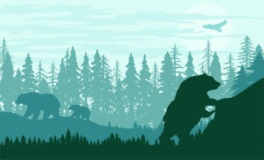 MODERN DESİGN BÖLGESİ BÖLGESİ NATRAL LANDSCAPE PINETREE GÜNEŞ GÜNEŞ GÜNEŞİ SILHOUETTE