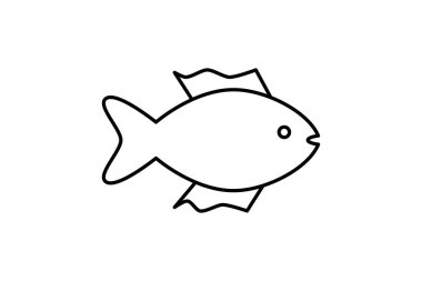 balık simgesi siyah ana hatlı vektör illüstrasyon hayvanı