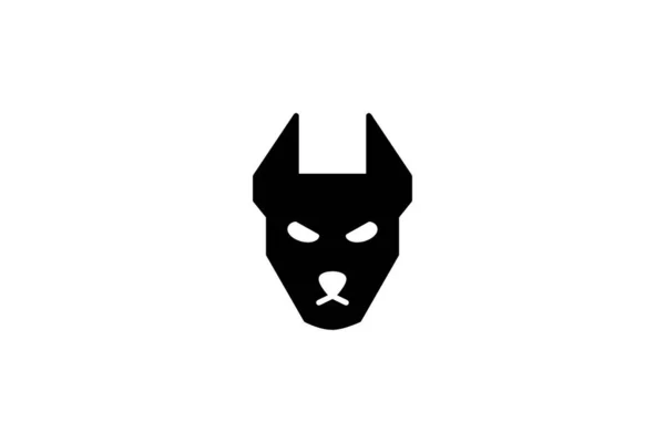 Hund Gesicht Symbol Schwarz Gefüllt Vektor Tier Illustration — Stockvektor