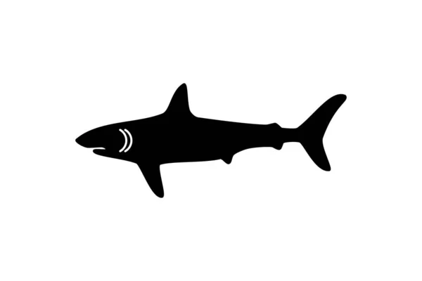 Cápa Ikon Fekete Töltött Vektor Tengeri Állat Illusztráció — Stock Vector