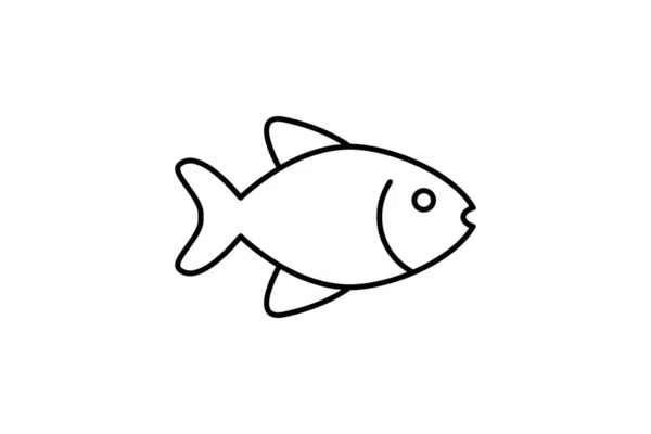 Fisk Ikon Svart Kontur Vektor Illustration Djur — Stock vektor