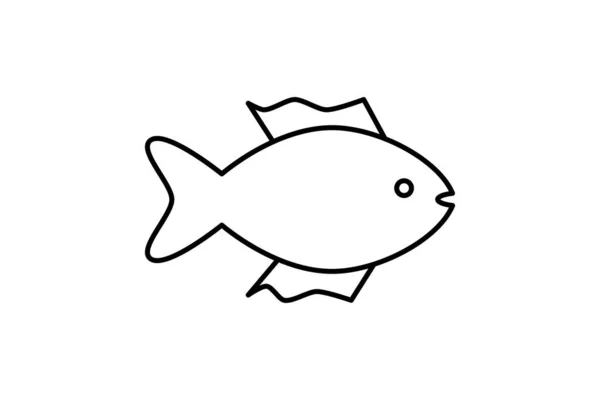 Fisk Ikon Svart Kontur Vektor Illustration Djur — Stock vektor