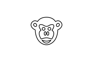 maymun yüz hayvan simgesi çizimi vektör çizimi