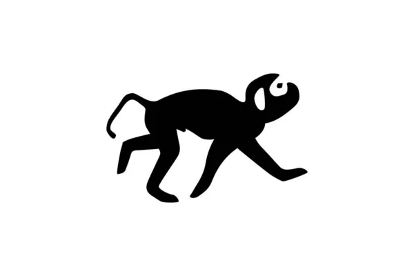 Maymun Simgesi Doldurulmuş Siyah Illüstrasyon — Stok Vektör