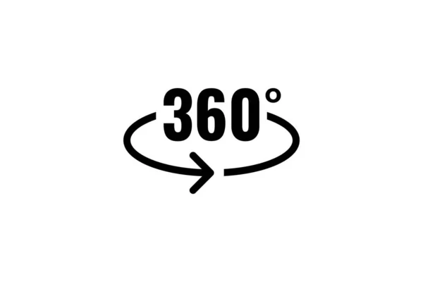 360 Degrees Icon Black Outline Vector — Stock Vector