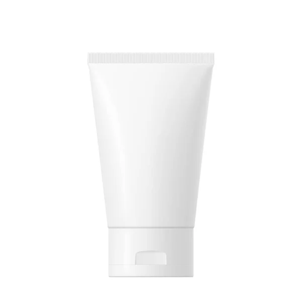 现实地模仿一个包裹 用于化妆品 护肤霜 牙膏的带帽的矢量白色光滑塑料管 正面的观点 3D插图 图库矢量图片
