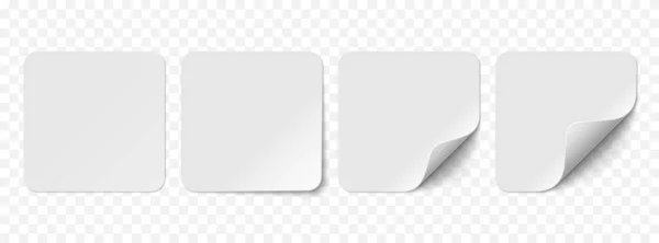 Vector Weiße Realistische Papieraufkleber Isoliert Auf Weißem Hintergrund Set Von — Stockvektor