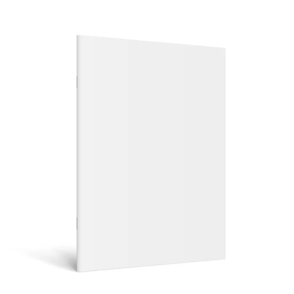 矢量逼真立式3D杂志模型与白色空白封面 封闭的垂直平装本小册子 目录或杂志模仿白色背景 不断减少的前景 图库矢量图片