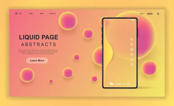 Page Débarquement Modèle Bannière Conception Vectorielle Tendance Avec Téléphone Portable — Image vectorielle
