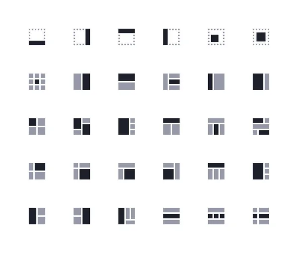 Layout Grid Icon Set Two Color Set Size 24X24 Vector — Stock Vector