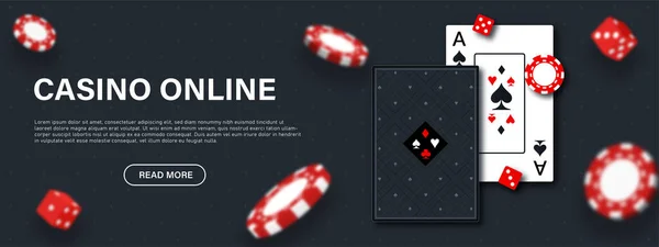 Casino Línea Plantilla Página Aterrizaje Web Para Juego Póquer Ilustración — Foto de Stock