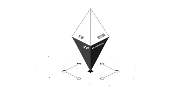 Mathematische Figur Des Oktaeders Schwarz Weiße Isometrische Illustration Isoliert Auf — Stockvektor