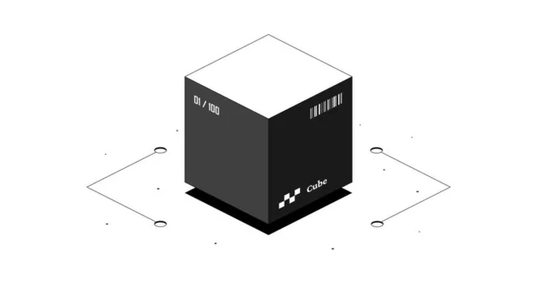 Würfelmathematische Figur Schwarz Weiße Isometrische Illustration Isoliert Auf Weißem Hintergrund — Stockvektor