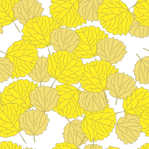 Bright autumn seamless pattern with aspen leaves. Vector illustration.