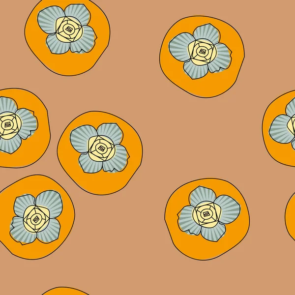 Vector seamless pattern with persimmon - Stok Vektor