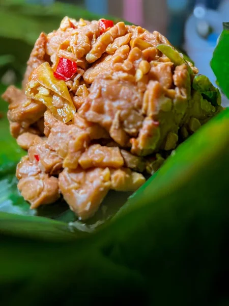 Närbild Läcker Asiatisk Mat Gjord Tempeh — Stockfoto