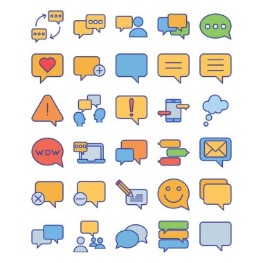 Ticari iş için uygun olan ve kolayca düzenlenebilen İleti Sohbeti Vektörü simgesi