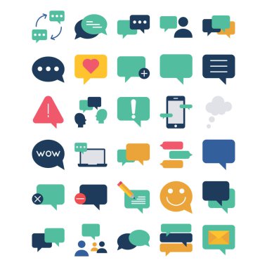 Ticari iş için uygun olan ve kolayca düzenlenebilen İleti Sohbeti Vektörü simgesi