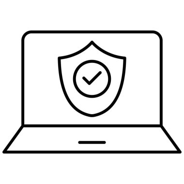 Dizüstü bilgisayar koruması izole edilmiş vektör simgesi kolayca değiştirilebilir ya da düzenlenebilir