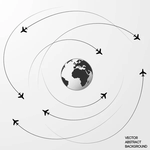 Letadlo Pohybu Zemská Koule Letadlo Letecký Útok — Stockový vektor