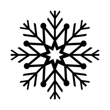 Kar Tanesi Simgesi. Beyaz arka planda izole edilmiş düz kar taneleri logosu. Yeni yıl ve kış sembolü. Vektör illüstrasyonu.