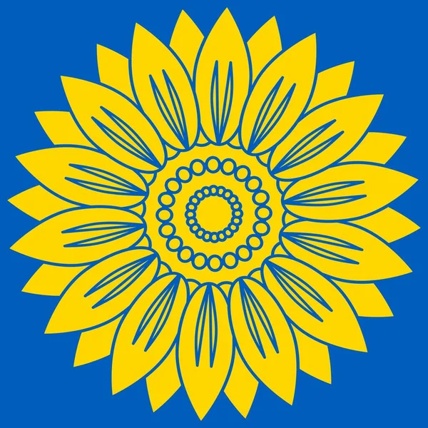 Sunflower the Symbol of Ukraine on a Blue Background. Stand With Ukraine — Διανυσματικό Αρχείο