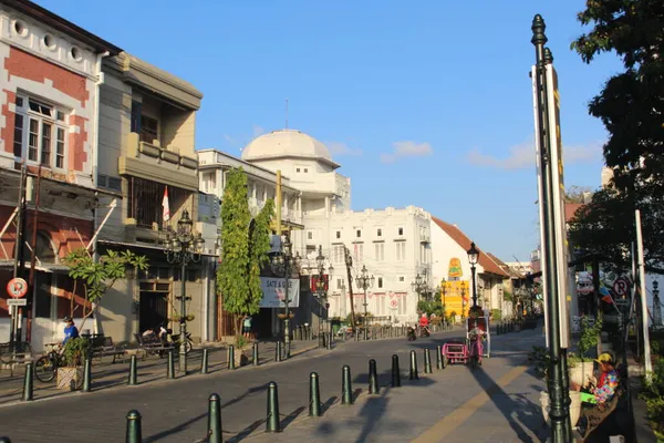 Widok Stare Miasto Semarang Dróg Starych Budynków Rano — Zdjęcie stockowe