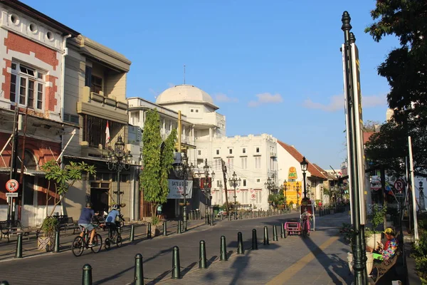 Widok Stare Miasto Semarang Dróg Starych Budynków Rano — Zdjęcie stockowe
