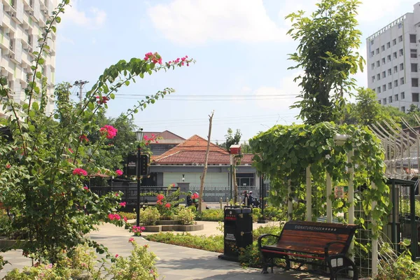 Der Blick Auf Den Charakteristischen Park Der Stadt Semarang Der — Stockfoto