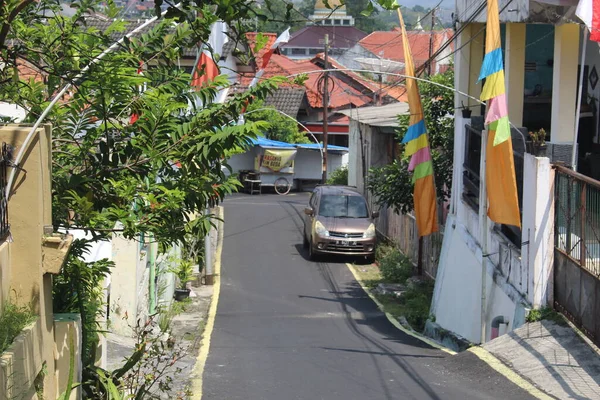 Vista Complexo Residencial Cidade Semarang Que Tem Uma Elevação Escalada — Fotografia de Stock