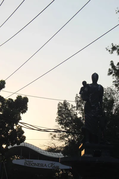 Statue Located Semarang City Taman Evening Forms Silhouette — Stock Photo, Image