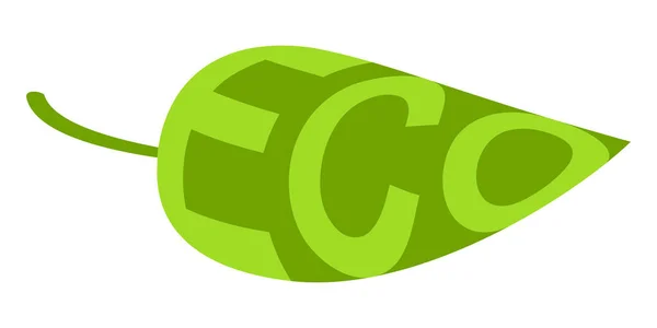 Eco list ikona s textovým znakem ekologických výrobků, eko zelený list — Stockový vektor