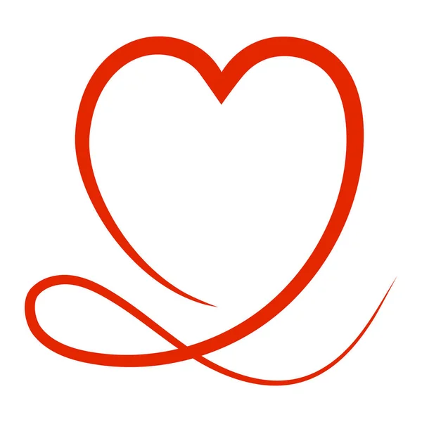 Corazón rojo es un boceto caligráfico en el estilo de garabatos para una tarjeta de felicitación romántica del Día de San Valentín — Vector de stock