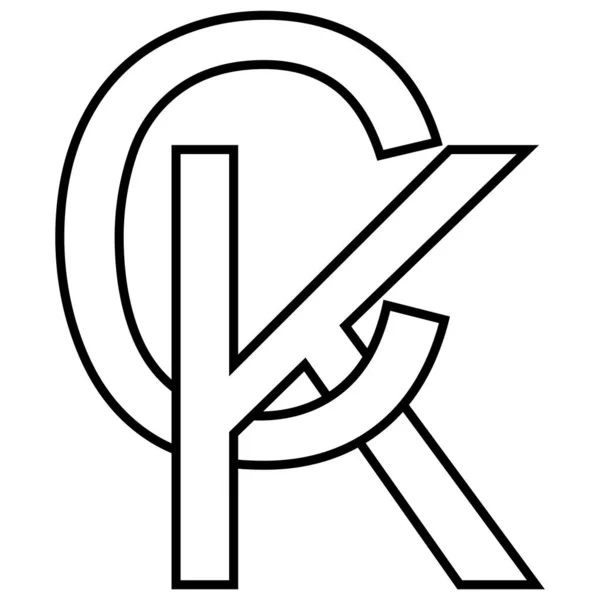Logo znak kc ck ikona znak przeplotem litery c k — Wektor stockowy