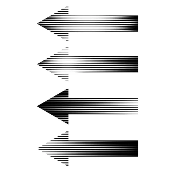 Ensemble de flèches pointant, direction du chemin de la flèche à texture rayée — Image vectorielle