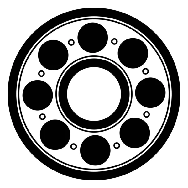 Rotación del mecanismo del rodamiento de bolas, rodando con el icono de menor resistencia ilustración de stock — Vector de stock