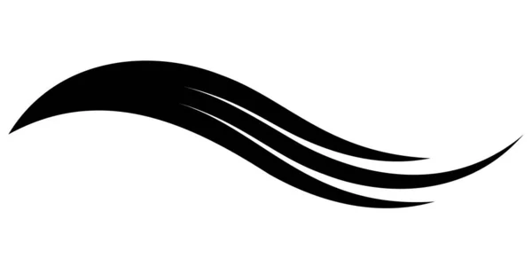 Línea caligráfica curvada vector de plumas de elemento caligráfico de onda marina, banda de cinta elegantemente curvada — Vector de stock