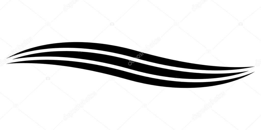 Curved calligraphic line, vector, ribbon, similar to road element of calligraphy, elegantly curved line