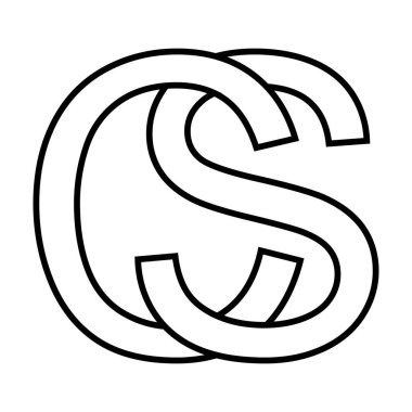 Logo işareti simgesi simgesi işaretli birbirine karışmış harfler c s logo sc ilk büyük harf kalıp alfabesi